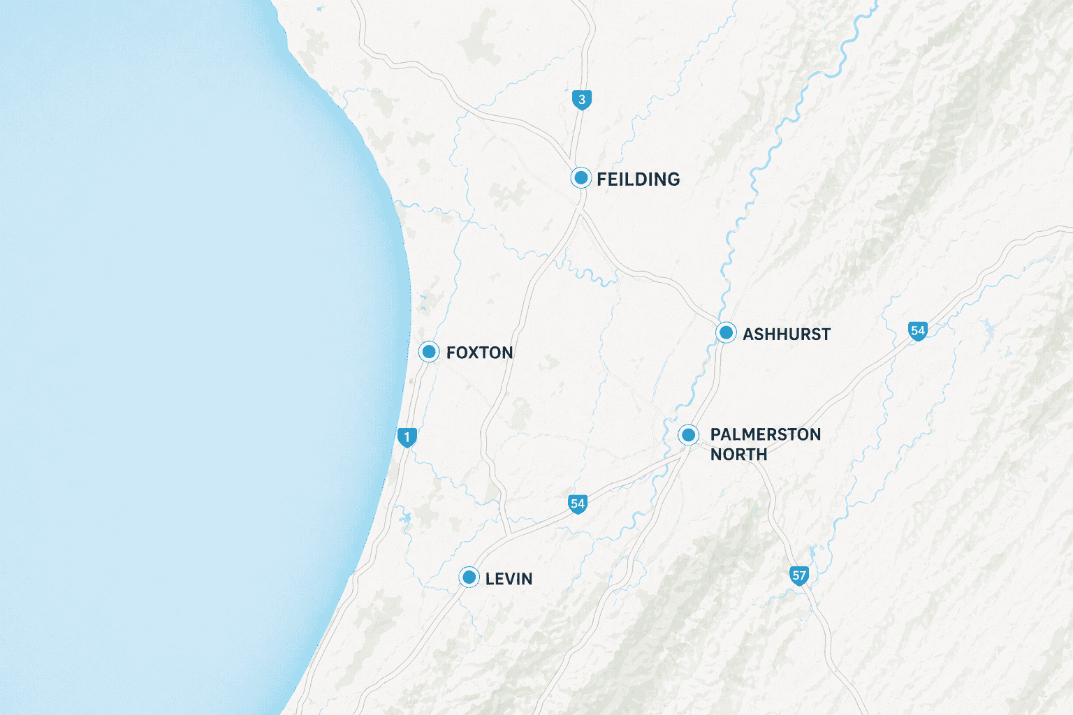Manawatū service area map
